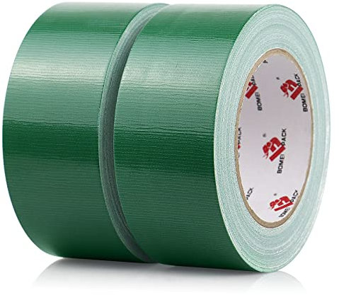 BOMEI PACK Universal - Ruban Adhésif Toilé, Heavy Duty Duct Tape 2 rouleaux 50 mm x 25 m pour les travaux de réparation, fixation, de scellage, d'étiquetage et de rénovation, verte