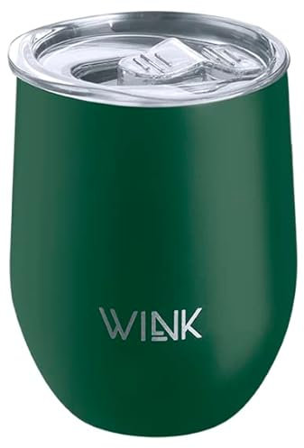 WINK Thermobecher 350ml aus Edelstahl – Auslaufsicher und BPA-frei – Isolierbecher für Kaffee, Tee und Kaltgetränke – Kaffeebecher To Go mit Deckel – Reisebecher für unterwegs - Dunkelgrün