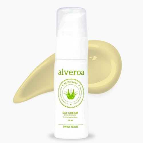 Alveroa DAY Cream | VERGLEICHSSIEGER | vegane Aloe Ferox Gesichtscreme | Anti-Aging | Naturkosmetik aus der ur Aloe Vera | Feuchtigkeitsspendend | Normale & fettige Haut | 50ml