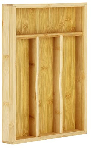 SPRINGOS Range-couverts en bambou Insert pour tiroirs Cuisine 4 compartiments Insert pour tiroirs 25 X 34 x 4,5 cm