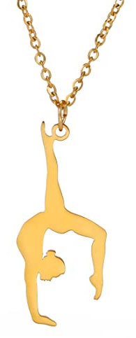 EUEAVAN Inspirierend Turner Anhänger Halskette Ballett Ballerina Sport Tanz Solo USA Gymnastik Choker Team Schmuck Mädchen Frau Trainer Tochter (q)