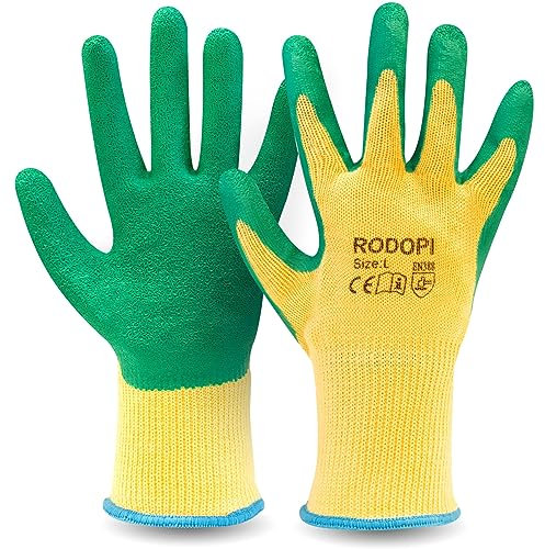 RODOPI GreenFox Gartenhandschuhe für Damen und Herren dornenfeste Arbeitshandschuhe für die Gartenarbeit EN 388:2016 Rosenhandschuhe Latex Garden Gloves (1 Paar, 9)