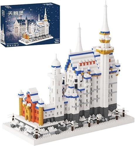 Schloss Neuschwanstein Bausteine Bausatz, 2800 Klemmbausteine Mini-Bauklotz-Set Berühmte Architektur, Konstruktionsspielzeug Baustein Modell MOC Haus Nicht Kompatibel mit Lego Haus