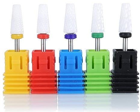 JOCXZI Ceramic Nail Drill Set, Premium Ceramic Bits Set, Ceramic Nail Drill, Electric Nail Cutter Bits Setm, Ceramic Bits in Corn Shape, for Manicure, Pedicure, Cuticle, Home Use, 5 Pieces