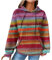EMATOP Damen Baumwolle Hoodie Causal Langarm Kapuzenpullover Herbst Winter Warm Pullover Vintage Bunte Print Sweatshirt mit Kapuze Pulli Oberteile Mode Waffel Kapuzenpulli mit Taschen Outwear