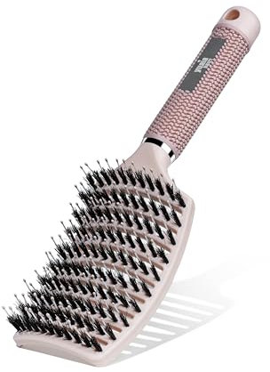 Yuaia Haircare Curved Paddle Brush mit Wildschweinborsten,Rosa