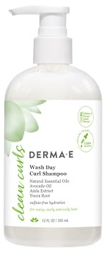 Ramos Clean Curls, Wash Day Curl Shampoo, For Wavy, Curly and Coily Hair, 12 fl oz (355 ml), DERMA E