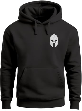 Neverless® Hoodie Herren Logo Print Sparta-Helm Spartaner Gladiator Krieger Warrior Fashion