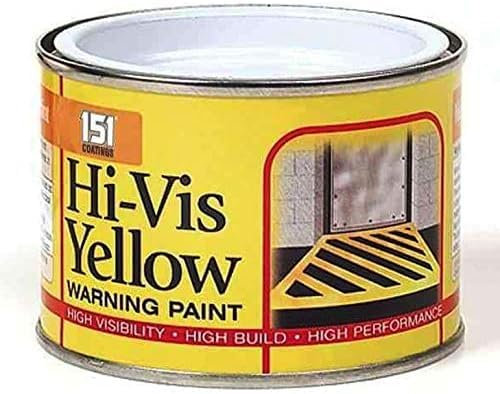 PEBBLE HUG 1x 151 Coatings HiVis Yellow Warning Paint, High Visibility, High Build Paint Tin for Road, Highways, Pedestrian Markings (Pack of 1, 180 ML)