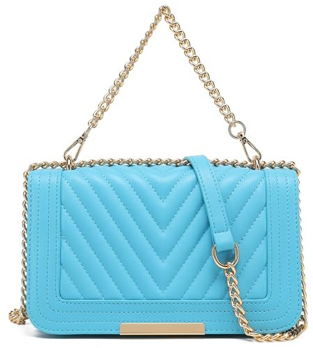 lola mae Crossbody-Taschen für Damen, modisch, gesteppt, Schultertasche mit umwandelbarem Kettenriemen, klassische Umhängetasche, Blau-LM715