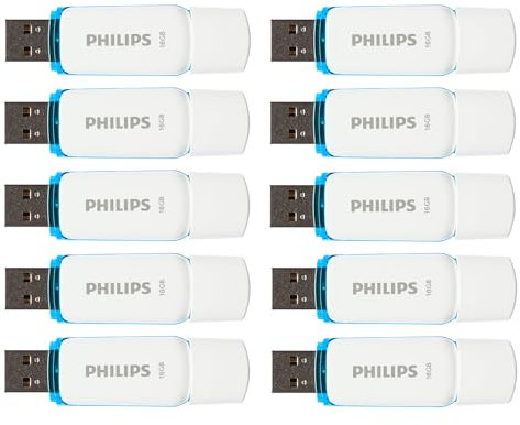 Philips Snow Edition 2.0 USB-Flash-Laufwerk USB-Stick 10x 16GB für PC, Laptop, Computer Data Storage, Lesegeschwindigkeit bis zu 21 MB/s