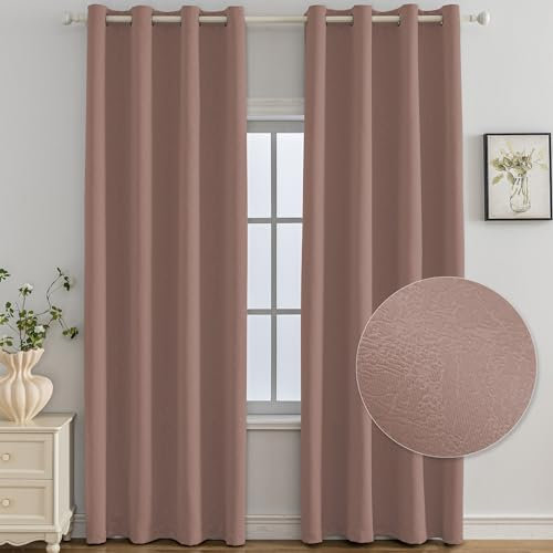 Ystyle Tende Oscuranti per Interni 2 Pezzi, 140x280 CM, Termiche Isolanti, Anti-Rumore, con Anelli, Tenda Moderna Per Camera da Letto e Soggiorno, Rosa Selvatica