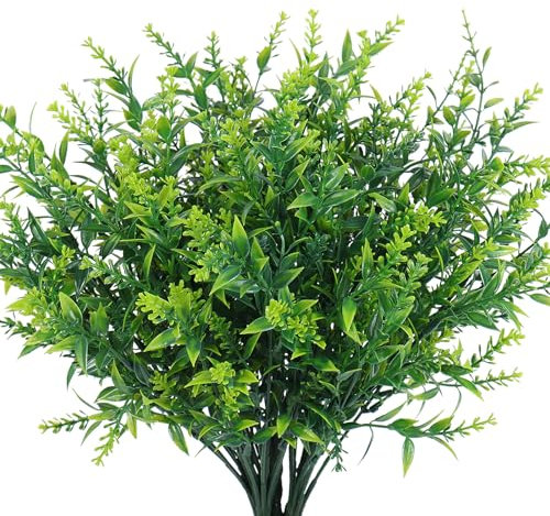 RECUTMS Artificial Fake Plant Flowers Lotus 8 Outdoor UV Resistant Plants Faux Plastic Greenery Shrubs Plants for Indoors and Outdoors