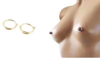 Handgefertigter Brustschmuck. Fake Brustwarzenpiercing Sterling Silber (11-12mm, brass)