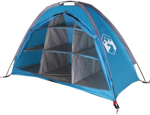 vidaXL Storage Tent 9-Compartment Organizer–Water-Resistant Blue 185T Taffeta–Camping/Hiking Gear Solution 125x50x68 cm