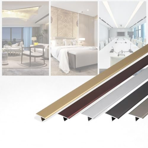 KGAILL Alu Übergangsschiene Boden & Teppich Laminat Übergangsprofil Flach Trennstreifen 20mm 28mm 33mm, Holz Zu Fliesen Abdeckleiste T-Form Ausgleichsprofil (Color : Black, Size : W 20MM(3/4in))