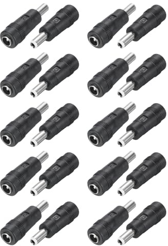QUARKZMAN 20 Stück DC Netzstecker Adapter, 5,5x2,1mm Buchse auf 5,5x2,5mm Stecker DC Adapter Stecker, Universal Netzteil Hohlstecker Adapter Konverter für Computer Router Lampe LED Streifen