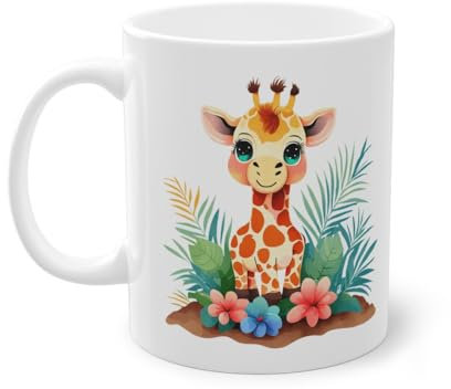 Mug bébé girafe avec des fleurs idée cadeau travail bureau anniversaire pour enfant et adulte