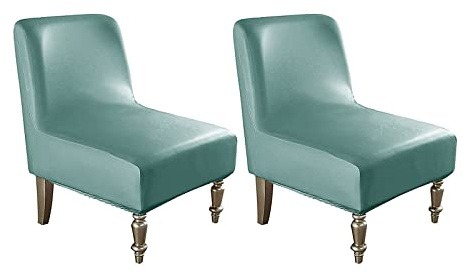 Mswborml Grün,2PCS, Wasserdicht Hussen für Cocktailsessel Ohne Armlehne, PU Sesselbezug Cocktailsessel Ohne Armlehne, Moderne Sesselbezug Ohne Armlehnen Stretch Armlose für Hotel, Wohnzimmer