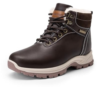 DREAM PAIRS Stivali da Neve Donna Stivali Invernali Caldi con Lacci da Donna Stivali da Neve Impermeabili Antiscivolo per Esterni,Size 39,Marrone,SDSB2411W-E