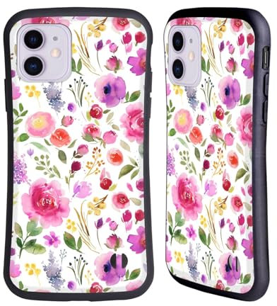 Head Case Designs Offizielle Ninola Rosen Violett Aquarell Künstlerische Blumen Hybride Handyhülle Hülle Huelle kompatibel mit Apple iPhone 11