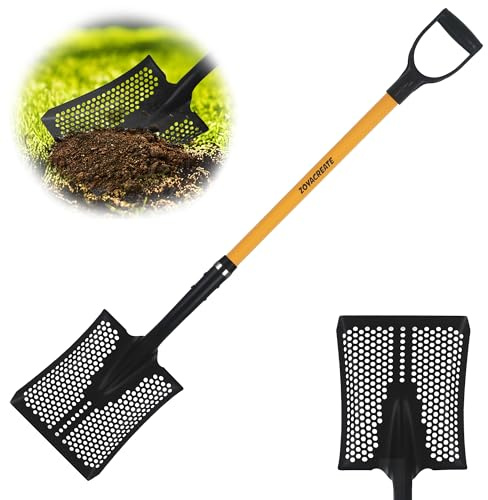 ZOYACREATE Pelle de tamisage, Tamis à Sable Robuste, Pelle de Nettoyage carrée pour la Plage, Le poulailler, Pelle à déjections Canines - 114,3 cm