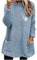 Pullover für Damen, Winter und Herbst, Rundhalsausschnitt, trendig, bedruckt, lange Ärmel, ohne Kapuze, Tops mit Taschen, verdickter, warmer Mantel, Top, bequeme Pulloverblusen, 02#Blau., 3XL