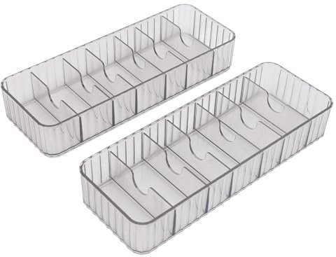 Clear Cable Box, Transparent Cable Organizer Box with 7 Compartments and 20 Wire Ties, Acrylic Desk Accessories Storage for Electronics, Phone, Office Supplies and More