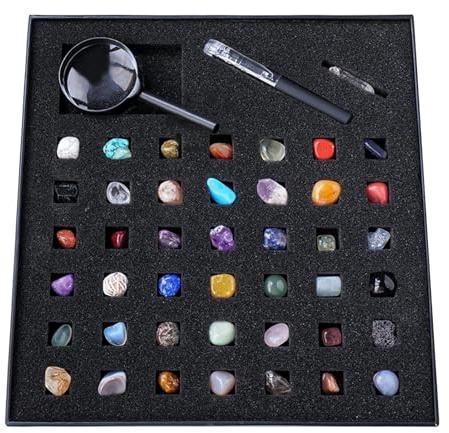 Whnbuij Set Felsen und Mineralien – Lernset über Mineralien | Echter, und Kristalle mit Sammlung von Beschreibungskarten für pädagogisches Geschenk