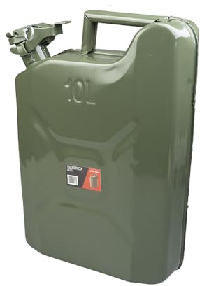 Green Jerry Can Fuel Strong Durable Metal Liquid Storage Canister Gasoline, Diesel, Petrol, Oil & Water Container - Portable For Cars Trucks Motorcycles - UN Approved, TUV/GS Certified (10L)