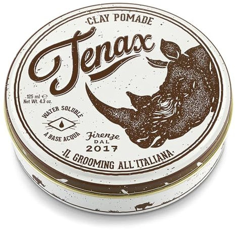 Tenax Matte Clay, 125 ml, wasserbasierte Pomade für Männer verleiht starken Halt & natürlich-mattes Finish, leicht auszuwaschendes Haarwachs für alle Haartypen