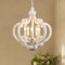 LWYTJO Kronleuchter Vintage Weiß, 5 Flammig Bauernhaus Landhausstil Hängelampe Holz, Rustikal Kronleuchter Weiß Deckenlampe Vintage Pendelleuchte für Schlafzimmer Wohnzimmer Esszimmer Küche Flur