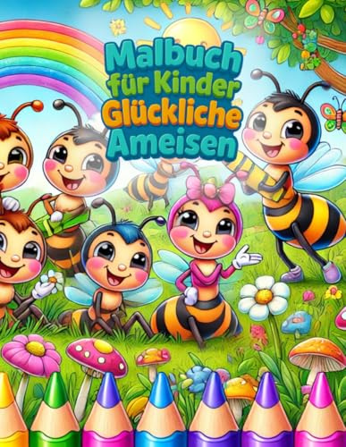 Malbuch für Kinder: Glückliche Ameisen