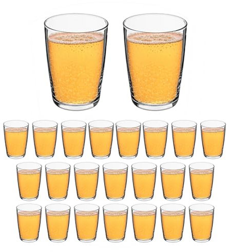 TWO TIGERS Pack 24 Vasos de Sidra 500ml. Vaso de Cristal, para Sidra o Agua. Uso Doméstico, Hostelería, Bar, Restaurantes, Cafeterías, Fiestas, Hoteles (Stack 24 Uds (9 x 12cm))
