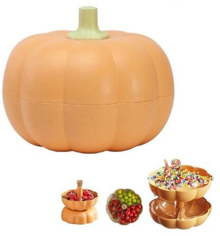 Pumpkin Tray Holder, Pumpkin Snack Holder, Kürbis Süßigkeitenschale, Halloween Süßigkeiten Schale, Doppelschicht Kürbis Snackschale Aufbewahrungsbox, Für Halloween Party Heimdekoration