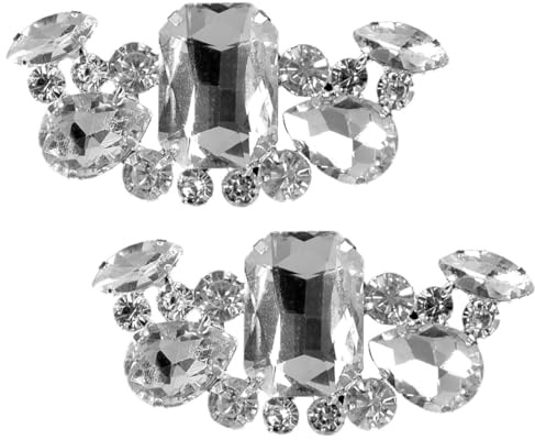 JOINPAYA Glänzende Kristall Schuhclips 2 Stück Brautschuh Deko Silber Strass Schuhschnallen Hochzeitsschmuck für Schuhe Schals und Taschen