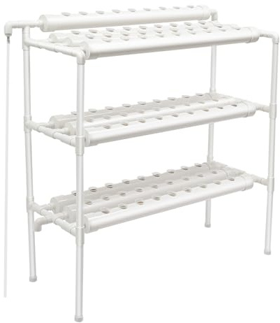 Madelynn Kit per coltivazione idroponica a 3 strati, in PVC, sistemi per la coltivazione di piante senza terra, sistema idroponico a 90 plantari con tubo e pompa dell'acqua, per la coltivazione di