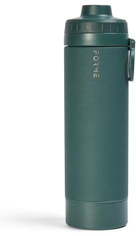 FORME Shaker 500ml - Sport Lid - Stainless Steel With Protein Powder Container - Double Walled Vacuum Insulated - Silent Mixing - Leak Proof - Fits Cup Holders - Easy to Clean (Jungle)