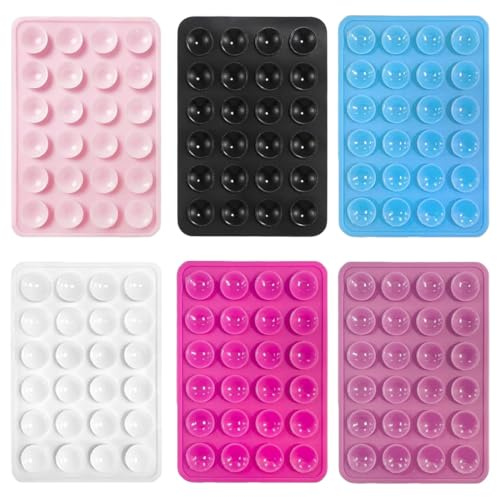 MUNZE Saugnapf Handy Universal 6 Stück Silikon Schwarz Weiß Pink Hellrosa Blau Standardgröße