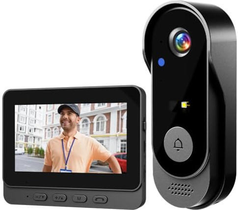 Welan X8 Wireless Video Doorbell Camera With 4.3” Monitor, 2.4G, IP66 Weatherproof, Two-Way Talk, Night Vision, 800mAh Rechargeable Battery, No WiFi/App Subscription