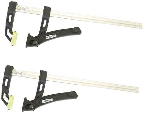 TRUTZHOLM Einhandzwinge 80kg Spannkraft Schnellspannzwinge Klemmzwinge Aluminium Schiene verzinkt 30 cm Spannweite 405g leicht Holz Metall Werkstatt Heimwerker Profi