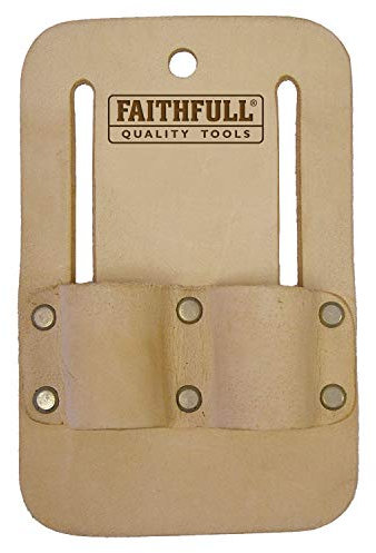 Faithfull Porte-clé d'échafaudage Double Boucle en Cuir Brun Clair pour Ceinture à Outils