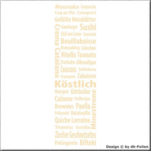 wall-refine WS-02167 | KULINARISCHES INTERNATIONAL | Premium Wandtattoo Wandaufkleber 58 x 200 cm, beige,in 34 Farben u 3 Grössen erhältlich, seidenmatter Glanz