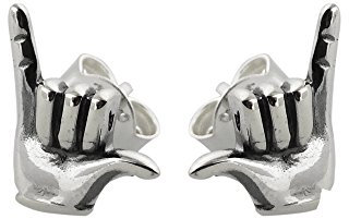 FashionJunkie4Life Sterling Silver Aloha Hang Loose Post Stud Ohrringe, ASL Buchstabe Y, Sterling Silber