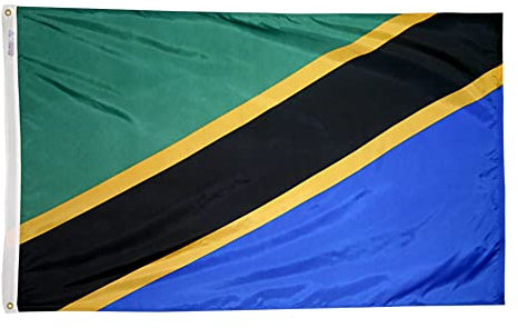 Annin Flagmakers Modell 198301 Tansania-Flagge, 90 x 150 cm, Nylon SolarGuard NYL-Glo 100 Offiziellen Vereinten Nationen.