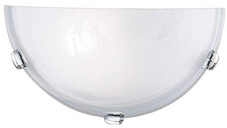 EGLO Wandlampe Salome, 1 flammige Wandleuchte klassisch, Wandbeleuchtung für Innen aus Metall und Alabaster-Glas, Wohnzimmerlampe in Chromfarben, Weiß, Flurlampe halbrund mit E27 Fassung