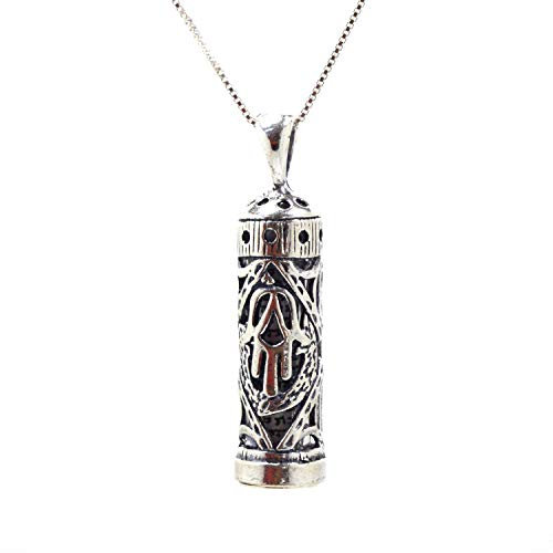 925 Sterling Silber Gebet Mesusa Gebetsbox Anhänger an 50 cm Kette Halskette – für Damen und Herren, Sterling Silber