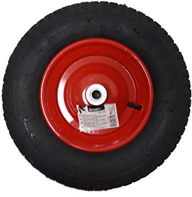 HOME It® Roue de brouette 16 (4.00×8) – Roue en caoutchouc avec chambre à air, jante acier et roulements à billes, charge max 150 kg, compatible axe 16 mm pour brouettes universelles