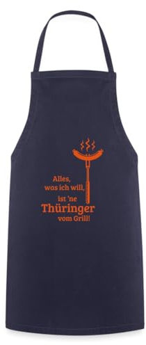 Spreadshirt Grillen Ich Will Thüringer Bratwurst Vom Grill Spruch Kochschürze, One size, Navy