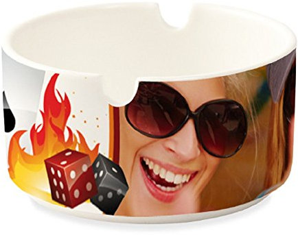 Aschenbecher mit Foto Bild Motiv und Name Text oder Spruch selbst gestalten und bedrucken lassen aus Porzellan ✓ Ascher ✓ Zigarettenaschenbecher ✓ Glutlöscher ✓ Gluttöter ✓ Glutkiller